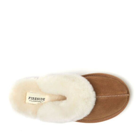 Fireside by Dearfoams Women's Melton Genuine Shearling Platform Scuff Slipper - Picture 2 of 7